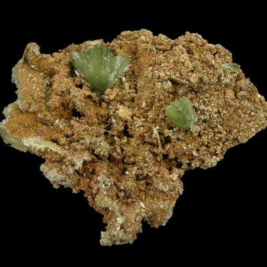 Ludlamite on Limonite and Pyrite