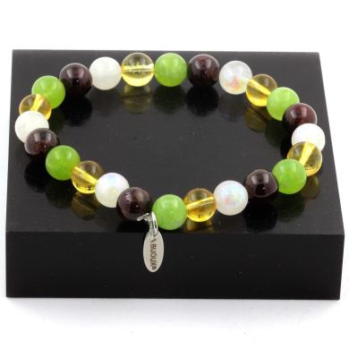 Citrine + Garnet + Moonstone + Peridot Bracelet 8 mm Beads.