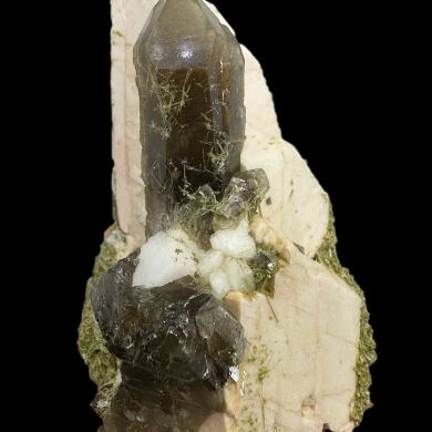 Microcline, epidote, quartz var. smoky  POLAND