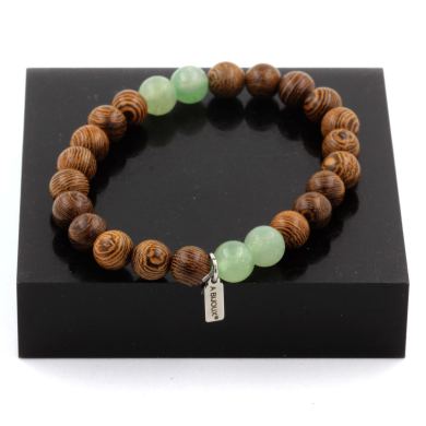 Aventurine + Wood Bracelet 8 mm Beads.