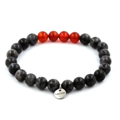 Labradorite + Red Agate Bracelet 8 mm Beads.