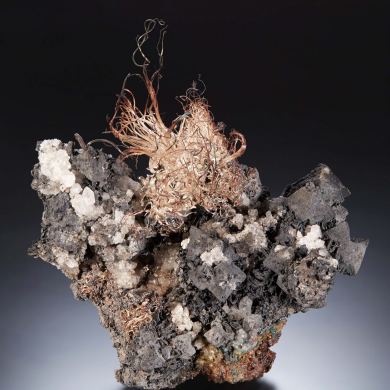 Silver on Acanthite with Calcite