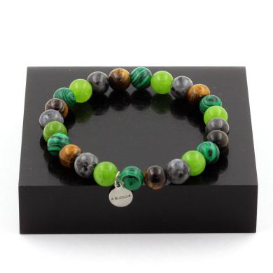 Labradorite + Peridot + Tiger's Eye + Malachite Bracelet 8 mm Beads.