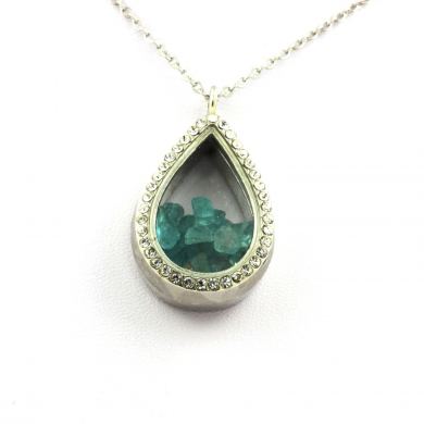 Raw Paraiba Apatite necklace.