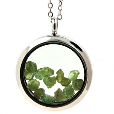 Raw Demantoid Garnet necklace.