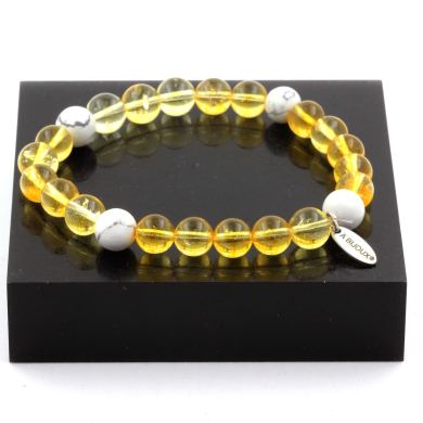 Citrine + Howlite Bracelet 8 mm Beads.