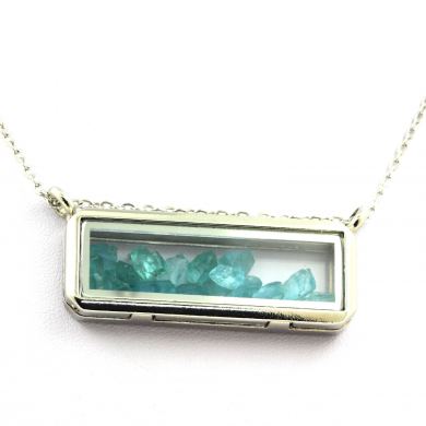 Raw Paraiba Apatite necklace.