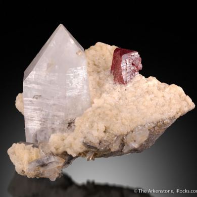 Cinnabar and Quartz on Dolomite (fl)