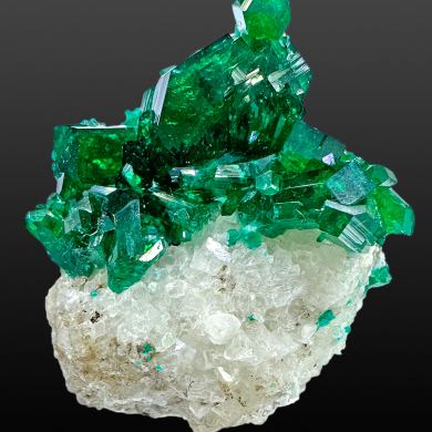 Dioptase, calcite