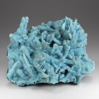 Chrysocolla pseudomorph with Malachite, Quartz