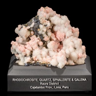 Rhodochrosite, Quartz, Sphalerite & Galena from Raura, Peru