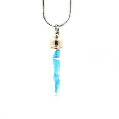 Raw neon blue Apatite necklace.