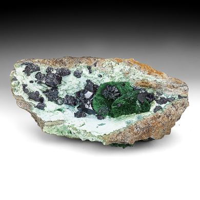 Cuprite with Malachite after Azurite, Chrysocolla