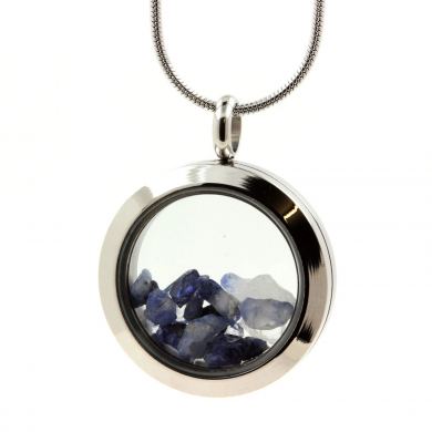 Raw Benitoite necklace.