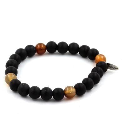 Matte Black Onyx + Dream Agate Bracelet 8 mm.