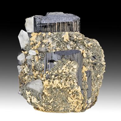 Ferberite with Quartz, Muscovite