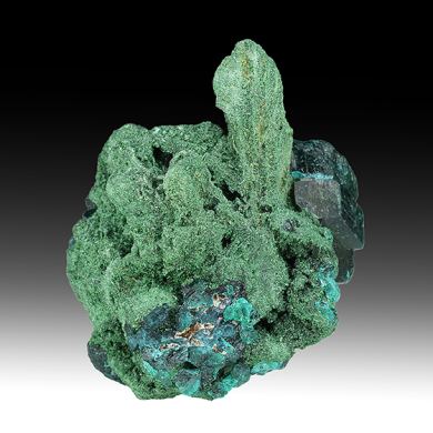 Malachite pseudomorph with Dioptase