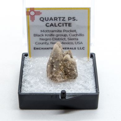 Mottramite on Quartz ps. Calcite