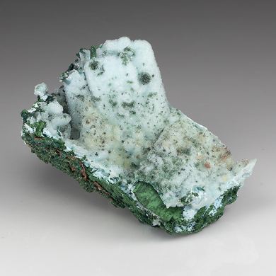 Chrysocolla pseudomorph with Malachite, Quartz