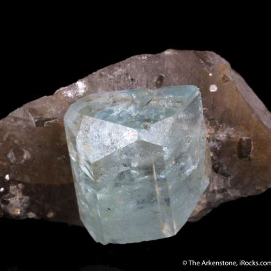 Aquamarine on Smoky Quartz