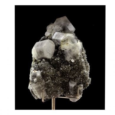 Calcite, Pyrite, Fluorite.