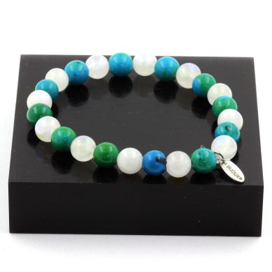 Chrysocolla + Moonstone Bracelet 8 mm.