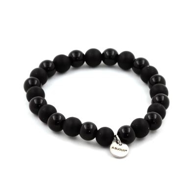 Matt black onyx + Black Agate Bracelet 8 mm Beads.