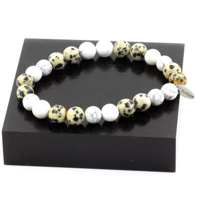 Howlite + Dalmatian Jasper Bracelet 8 mm.