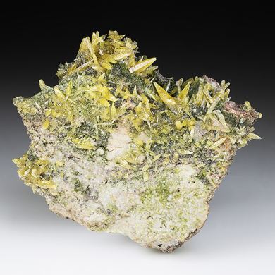 Mimetite with Bayldonite, Dolomite