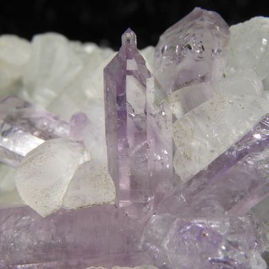 Amethyst (“reverse” scepters) on Calcite