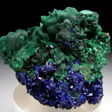 Azurite on Malachite