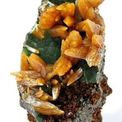 Wulfenite on Mimetite