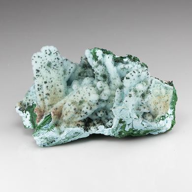 Chrysocolla pseudomorph with Malachite, Quartz