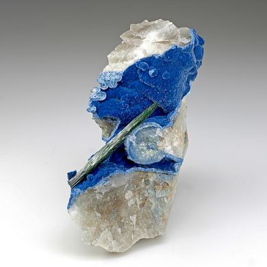 Malachite with Shattuckite, Quartz