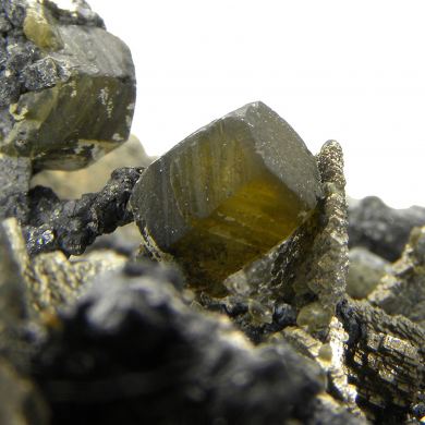 Siderite on Pyrite (replacing Siderite) with Stannite