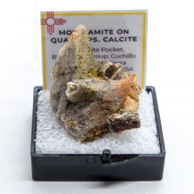 Mottramite on Quartz ps. Calcite