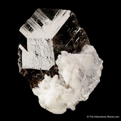 Axinite (Ferroaxinite) on Adularia