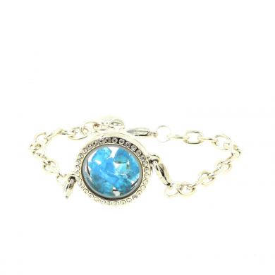 Raw neon blue Apatite strap Medallion 25mm model.