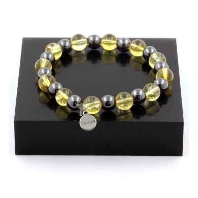 Citrine + Hematite Bracelet 8 mm Beads.