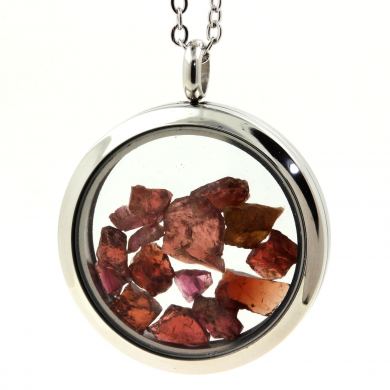 Raw Rhodolite Garnet necklace.