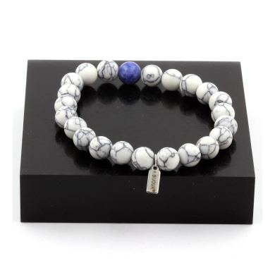 Howlite + Sodalite Bracelet 8 mm Beads.