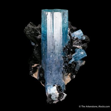 Beryl var. Aquamarine with Schorl (Tourmaline)