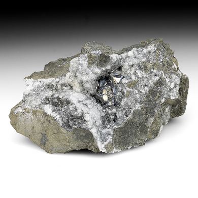 Chalcocite with Calcite, Pyrite