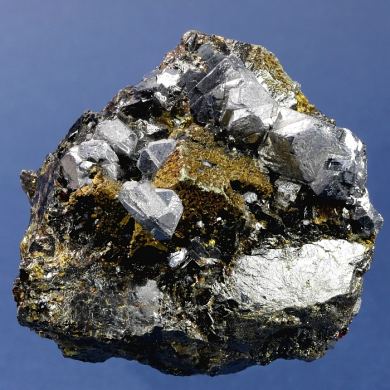 Galena with Chalcopyrite on Sphalerite