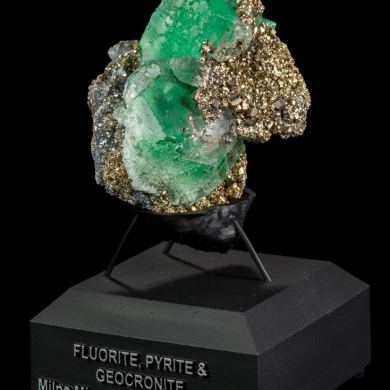 Green Fluorite on Pyrite w/ Geocronite from Peru