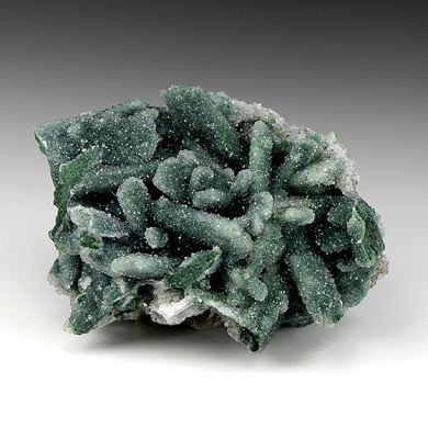 Malachite after Azurite with Quartz