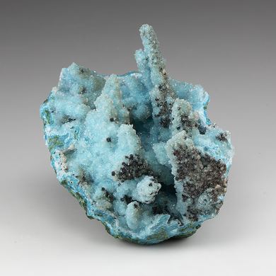 Chrysocolla pseudomorph with Malachite, Quartz