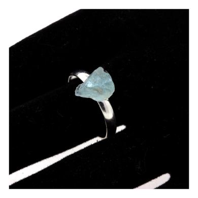 Silver Plated raw Aquamarine Ring. 9.24 ct.