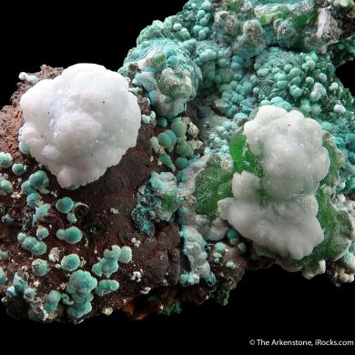 Smithsonite-Cu, Aurichalcite, Malachite ps. Azurite