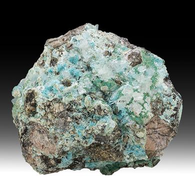 Aurichalcite with Calcite, Chrysocolla